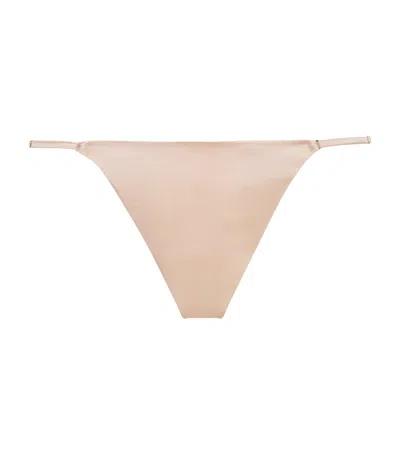 Kiki De Montparnasse Silk Tous Les Jours Thong In Beige