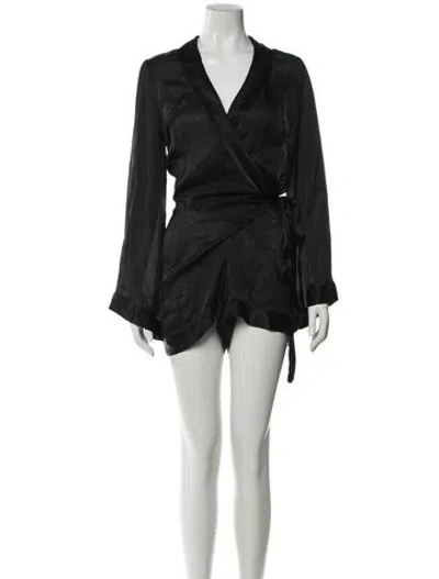 Pre-owned Kiki De Montparnasse Silk V-neck Romper In Black