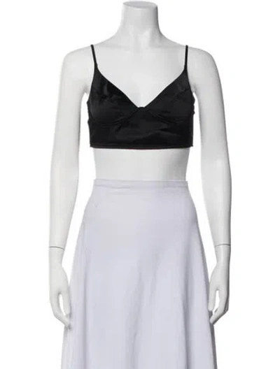 Pre-owned Kiki De Montparnasse Silk V-neck Sports Bra In Black