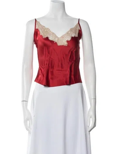 Pre-owned Kiki De Montparnasse Silk V-neck Top In Pink