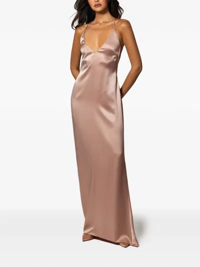 Kiki De Montparnasse Soie Open-back Dress In Nude
