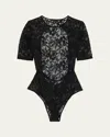 Kiki De Montparnasse Sophie Open-back Stretch Lace Bodysuit In Black