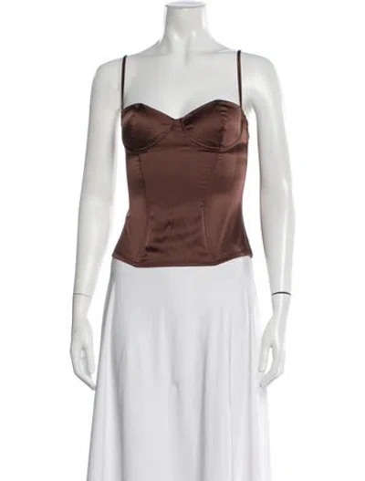Pre-owned Kiki De Montparnasse Square Neckline Sleeveless Top In Brown
