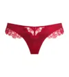 Kiki De Montparnasse Stretch-silk Lace Thong In Red