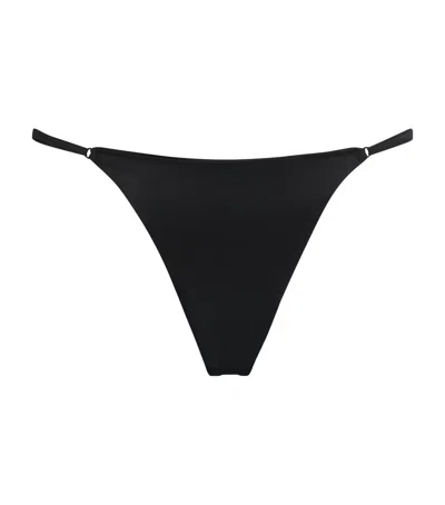 Kiki De Montparnasse Stretch-silk Tous Les Jours Thong In Black