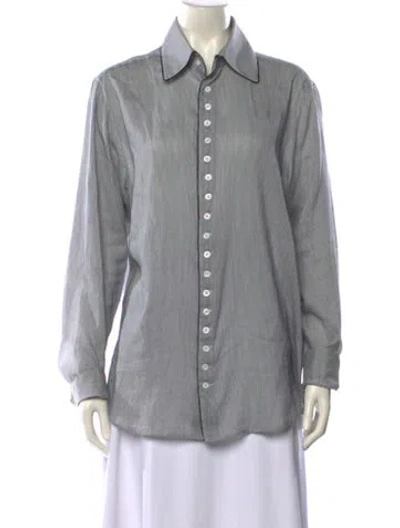 Pre-owned Kiki De Montparnasse Striped Long Sleeve Button-up Top In Gray