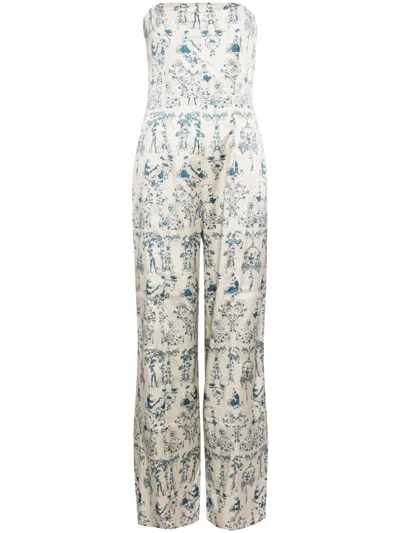 Kiki De Montparnasse Toile Strapless Jumpsuit In White