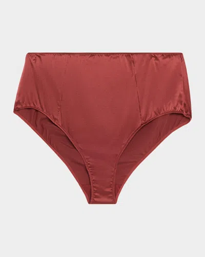 Kiki De Montparnasse Tous Les Jours High-rise Stretch Silk Panties In Brown