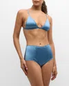 Kiki De Montparnasse Tous Les Jours High-rise Stretch Silk Panties In Marine