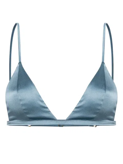 Kiki De Montparnasse Tous Les Jours Satin Bra In Blue