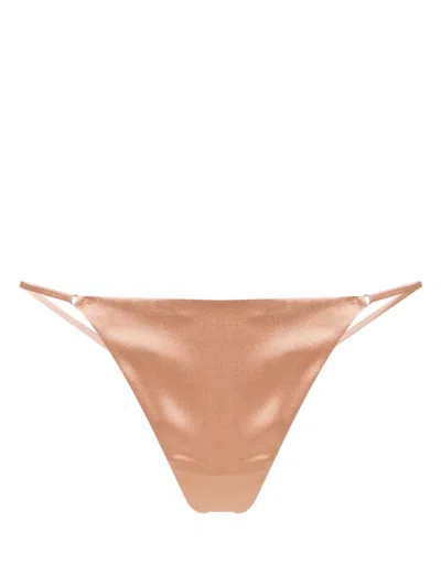 Kiki De Montparnasse Tous Les Jours Satin Thong In Neutrals