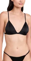 Kiki De Montparnasse Triangle-cup Silk Bra In Black