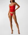 Kiki De Montparnasse Tous Les Jours Stretch Silk G-string In Scarlet