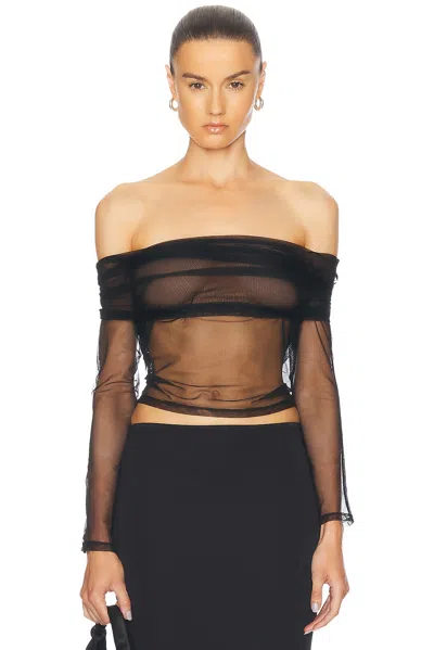 Kiki De Montparnasse Tulle Off Shoulder Top In Black