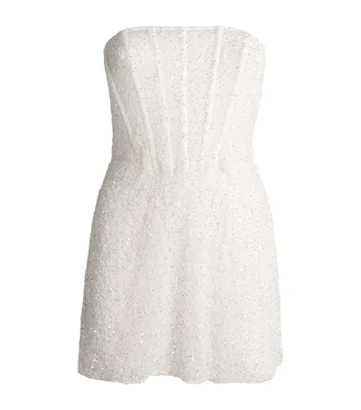 Kiki De Montparnasse Ange Strapless Embellished Lace Mini Dress In Ivory