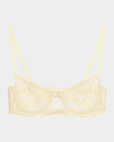 Kiki De Montparnasse Vinca Beaded Floral Lace Balconette Bra In Yellow