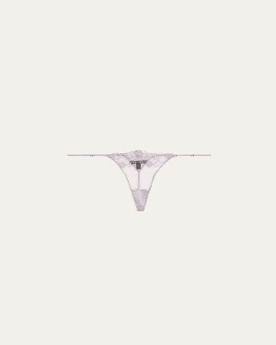 Kiki De Montparnasse Violet Floral-embroidered Tulle Thong In Purple
