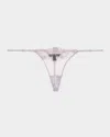 Kiki De Montparnasse Violet Floral-embroidered Tulle Thong In Purple