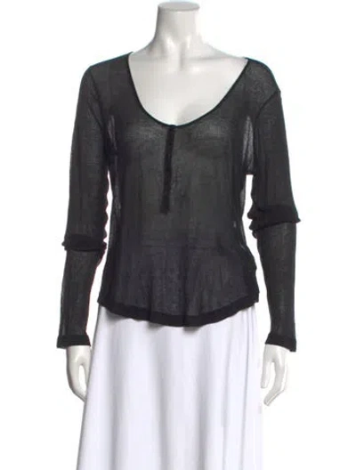 Pre-owned Kiki De Montparnasse V-neck Long Sleeve Top In Gray
