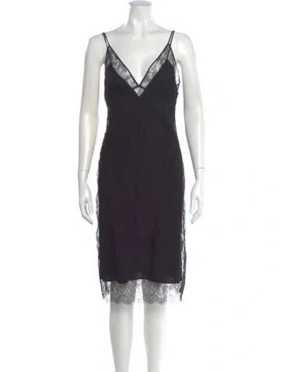 Pre-owned Kiki De Montparnasse V-neck Midi Length Dress In Black