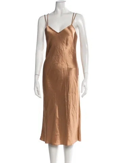 Pre-owned Kiki De Montparnasse V-neck Midi Length Dress In Neutrals