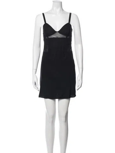 Pre-owned Kiki De Montparnasse V-neck Mini Dress In Black