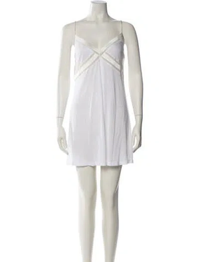 Pre-owned Kiki De Montparnasse V-neck Mini Dress W/ Tags In Neutral