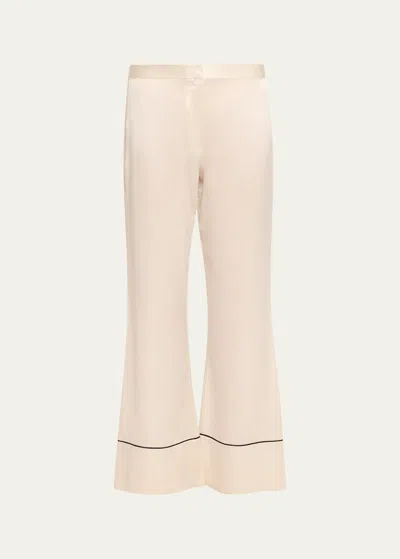 Kiki De Montparnasse Wide-leg Silk Pants In Ecru