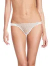 Kiki De Montparnasse Women's Cadeau Back Tie Lace Thong In Ivory