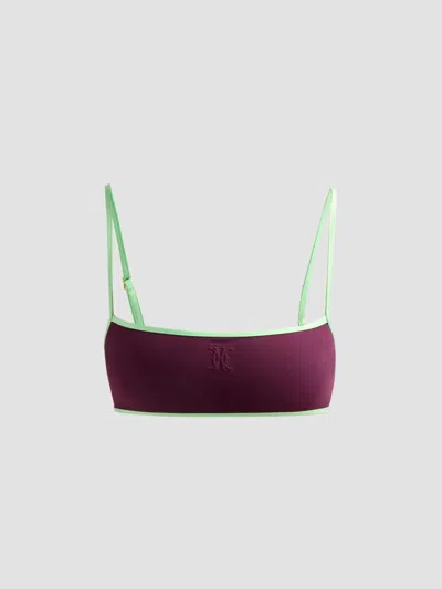 Kiki De Montparnasse Contraste Straight Neck Bikini Top In Purple