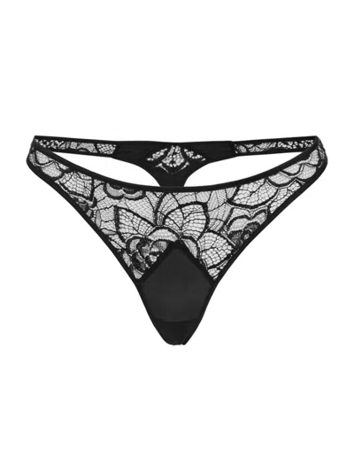 Kiki De Montparnasse Women's Coquette Lace Thong In Black