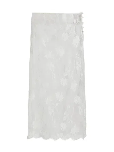 Kiki De Montparnasse Women's Dominique Floral Lace Cotton-silk Midi-skirt In Ivory