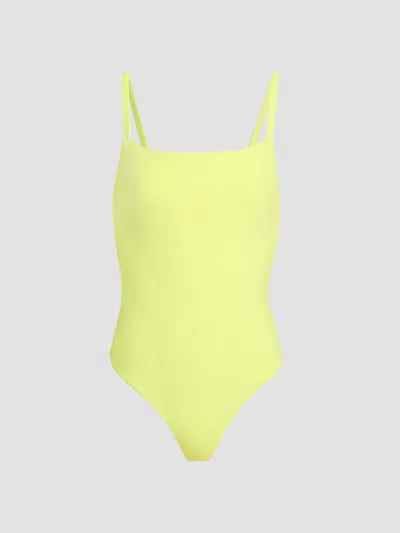 Kiki De Montparnasse Women's Echauffe Straight Neck One-piece Swimsuit In Citron