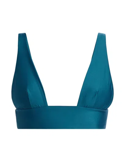 Kiki De Montparnasse Women's Echauffe V-neck Bikini Top In Blue