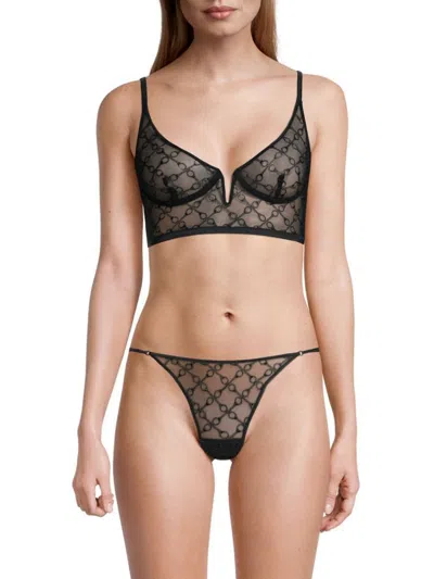 Kiki De Montparnasse Women's Handcuff Mesh Longline Bra In Black