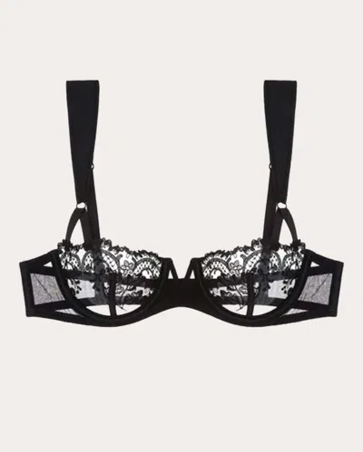 Kiki De Montparnasse Juliette Floral Balconette Bra In Black