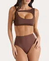 Kiki De Montparnasse La Sirene Cutout Embellished Bikini Top In Brown