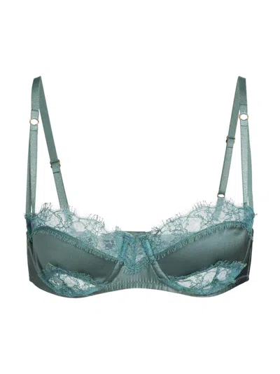 Kiki De Montparnasse Women's Lace Inset Balconette Bra In Gray
