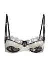 Kiki De Montparnasse Lace-inset Silk Balconette Bra In Gris