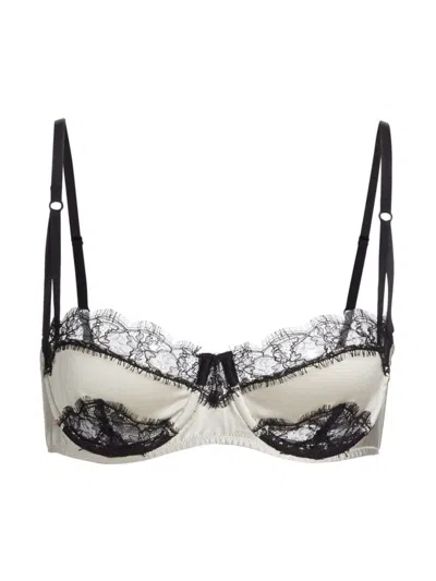 Kiki De Montparnasse Lace-inset Silk Balconette Bra In Grey