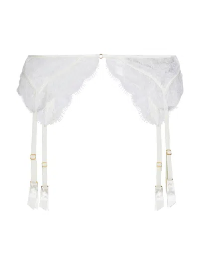 Kiki De Montparnasse Women's Lace Inset Garter Belt In White