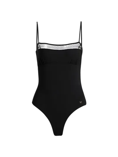Kiki De Montparnasse Women's Lace Inset One-piece Swimsuit In Black
