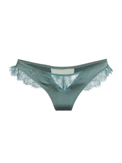 Kiki De Montparnasse Women's Lace Inset Thong In Gray