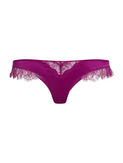 Kiki De Montparnasse Women's Lace Inset Thong In Purple