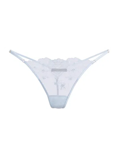 Kiki De Montparnasse Women's Mathilde Embroidered Lace G-string In Blue