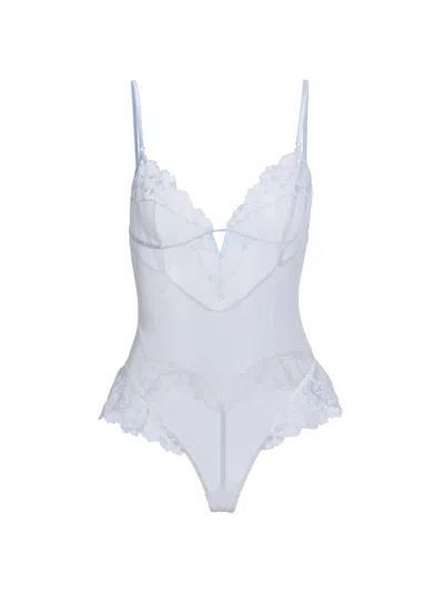 Kiki De Montparnasse Women's Mathilde Lace Mesh Bodysuit In Blue