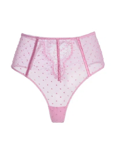 Kiki De Montparnasse Women's Merci Beaucoup Laced High-waisted Thong In Pink