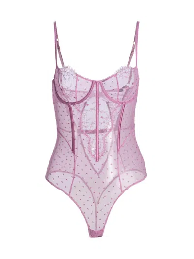 Kiki De Montparnasse Women's Merci Beaucoup Laced One-piece Bodysuit In Purple