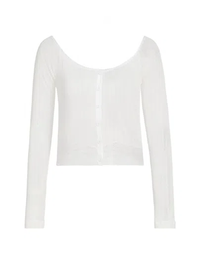 Kiki De Montparnasse Women's Pointelle-knit Lace Crop Cardigan In White
