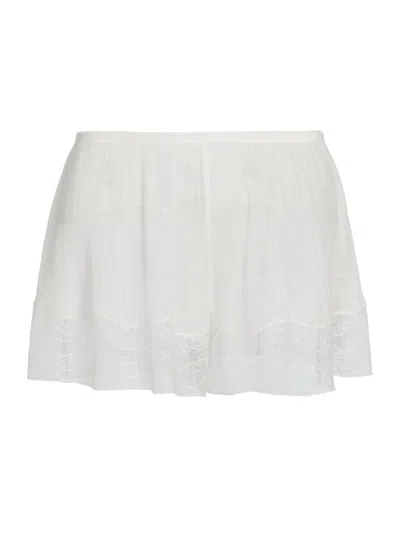 Kiki De Montparnasse Women's Pointelle-knit Lace Shorts In White